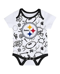 Outerstuff Baby Boys and Girls 3-Piece Pittsburgh Steelers All Day Play Bodysuit Set