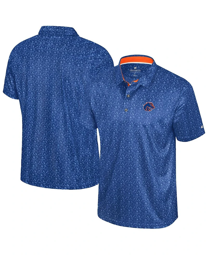 Colosseum Men's Royal Boise State Broncos Football Print Polo Shirt