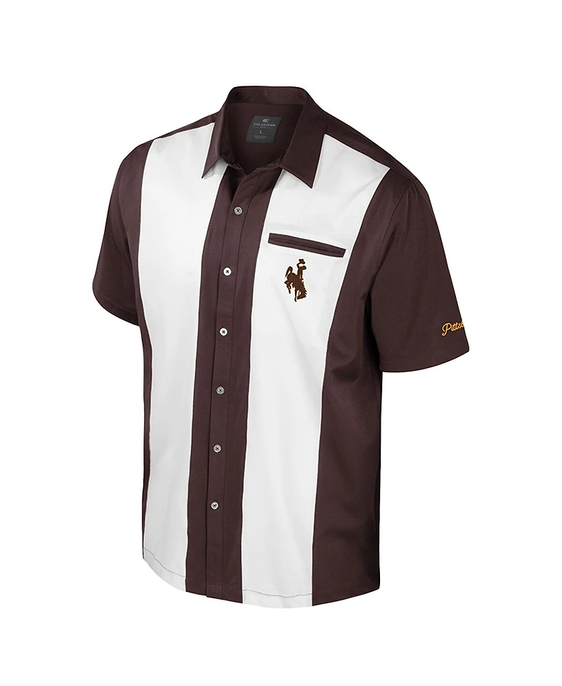 Colosseum Men's Brown Wyoming Cowboys Strike Bowling Button-Up Shirt