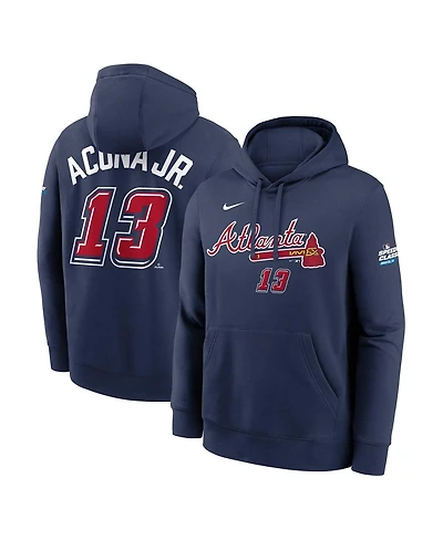 Nike Men's Ronald Acuna Jr. Navy Atlanta Braves 2025 Mlb Speedway Classic Name Number Hoodie