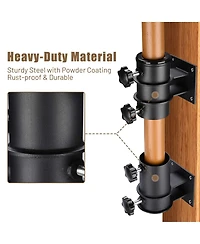 LAGarden Deck Umbrella Mount Holder Bracket Height Flexible for Patio Railing Balcony Courtyard Poolside Mobile Cart Black Flat