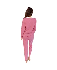 Sant and Abel Women's Red Stripe Jersey Long Pj Set