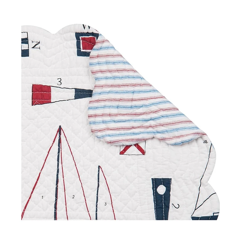 C&F Home Windward Port Sail Boat Nautical Cotton Quilted Reversible Patriotic Placemats Set of 6, 13" x 19"