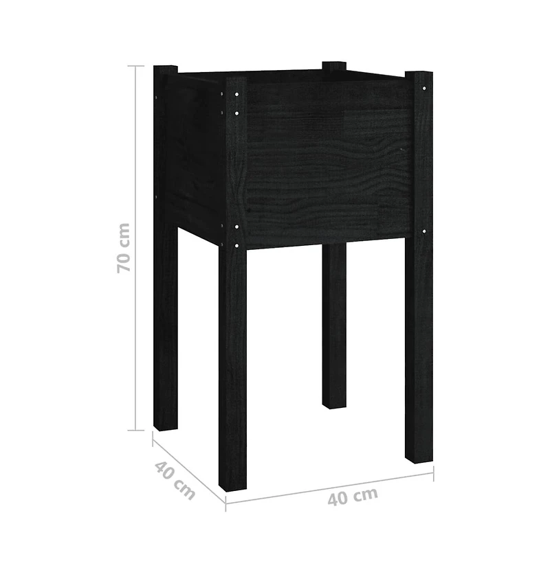 Garden Planter Black Solid Pinewood Medium Durable