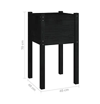 Garden Planter Black Solid Pinewood Medium Durable