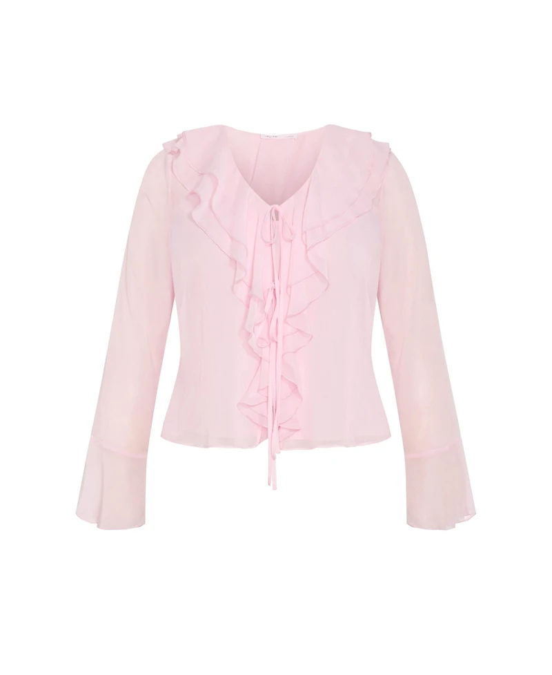 City Chic Plus Luscious Sheer Ruffles Top