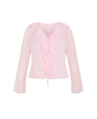 City Chic Plus Luscious Sheer Ruffles Top