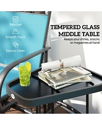 Outsunny 2-Person Outdoor Glider Chair with Table for Garden