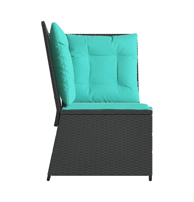 Patio Sofa Black Pe rattan Compact Adjustable Feet Patio Sofa