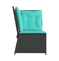 Patio Sofa Black Pe rattan Compact Adjustable Feet Patio Sofa