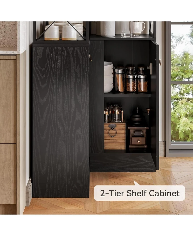 Tribesigns 79-Inch Ultra Tall Corner Cabinet with 4-Tier Shelf, Double Doors and X Baffle Design, L Shaped Storage Cabinet & Shelf, Black