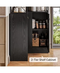 Tribesigns 79-Inch Ultra Tall Corner Cabinet with 4-Tier Shelf, Double Doors and X Baffle Design, L Shaped Storage Cabinet & Shelf, Black