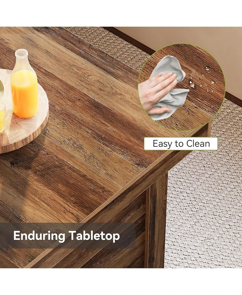 Tribesigns 55 Inches Kitchen Island with Storage, 3-Tier Farmhouse Wooden Stationary Island Table, Rustic Brown