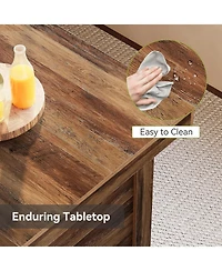 Tribesigns 55 Inches Kitchen Island with Storage, 3-Tier Farmhouse Wooden Stationary Island Table, Rustic Brown