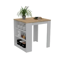 Tuhome Tanna Kitchen Island White / Light Oak Mdf