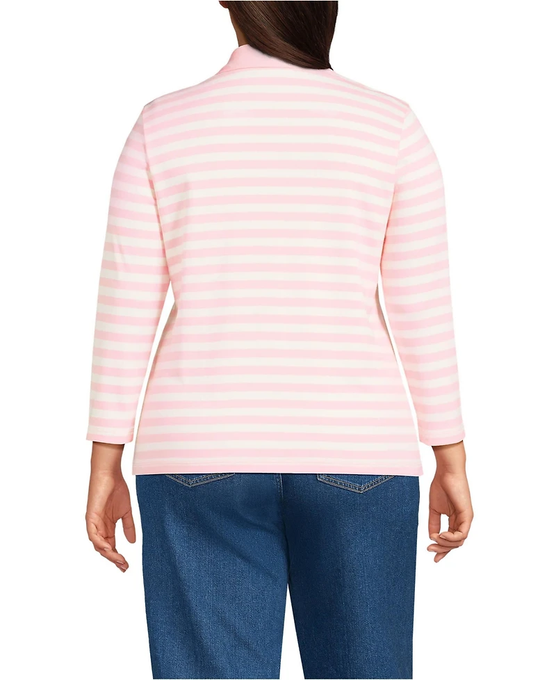 Lands' End Women's Plus Supima Cotton 3/4 Sleeve Polo Shirt