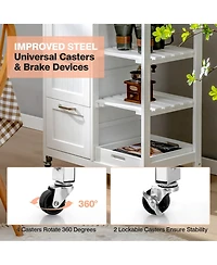 Gymax Rolling Kitchen Island Utility Storage Cart w/ 3 Storage Drawers & Shelves