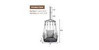 Flynama Gray Outdoor Hanging Swing Chair with 8 Inch Waterproof Cushion