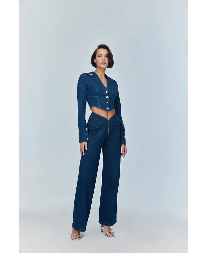 Jendue Women's Myla Corset Denim Top