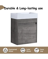 Casainc 18 Inch Bathroom Vanity with White Resin Sink and Soft-Close Cabinet Door