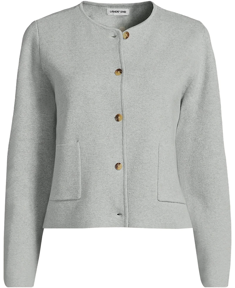 Lands' End Women's Petite Fine Gauge Cotton Milano Blazer Sweater