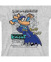 Dog Man Boys Hand Drawn With Colorful Logo The Bark Knight on Athletic Heather Youth