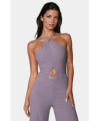 Bebe Women's Halter Palazzo Leg Jumpsuit