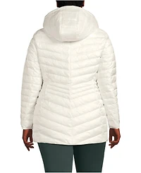 Lands' End Plus Wanderweight Packable Down Hooded Long Jacket