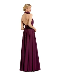 Mac Duggal Women's Rosette Halter Chiffon Evening Gown