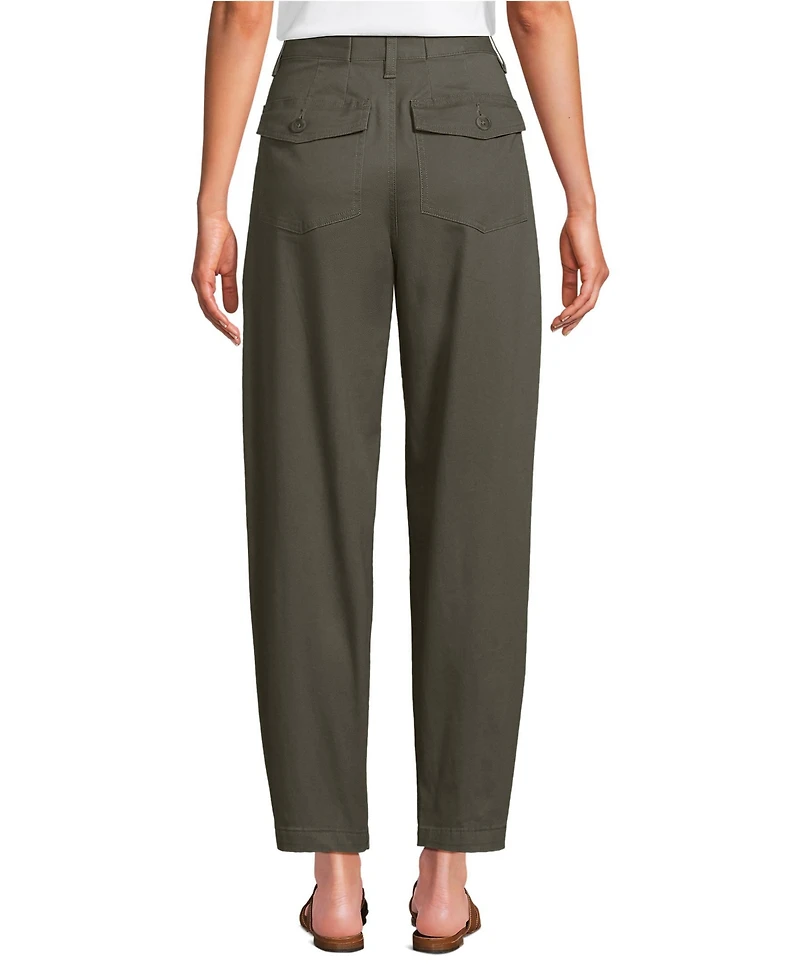 Lands' End Women's Chino High Rise Barrel Leg Utility Ankle Pants