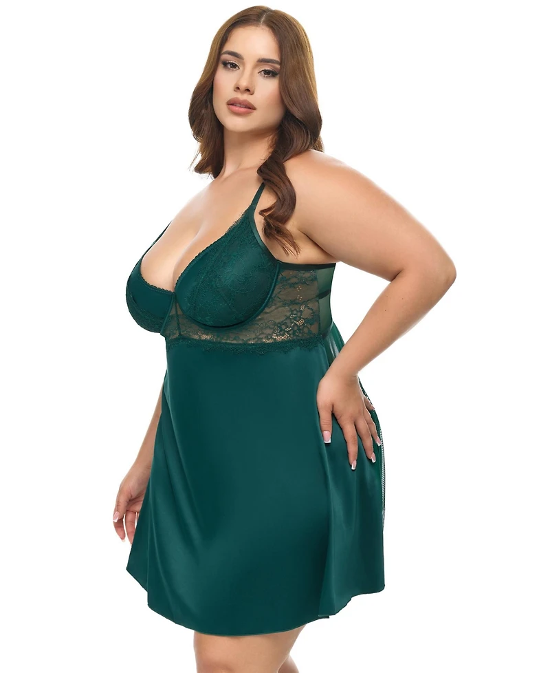 Oh La Cheri Plus Dawn Satin Babydoll