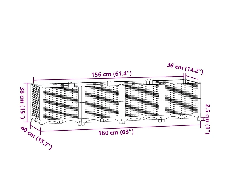 Raised Bed White Polypropylene Large Durable Raised Garden Bed
