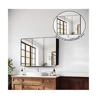 Basicwise 3-Door Aluminum Bathroom Medicine Cabinet, Round Corner Framed Door