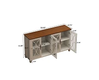 Casainc 4-Door Storage Cabinet with Tempered Glass Doors