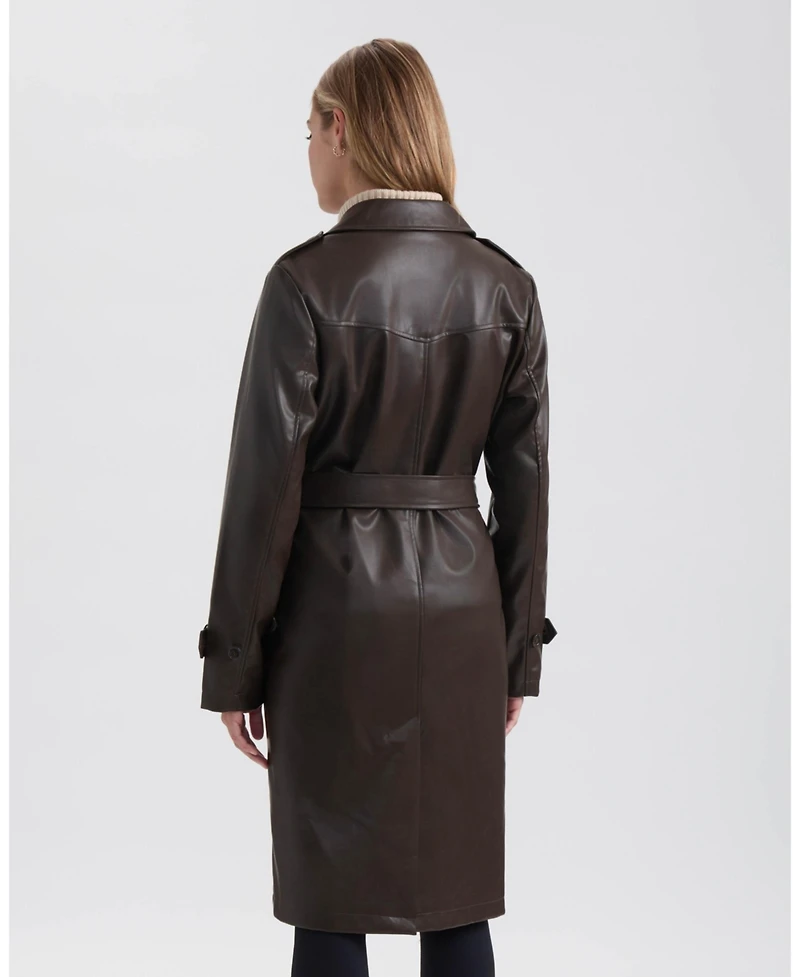 Ellen Tracy Women's Faux Leather Trench