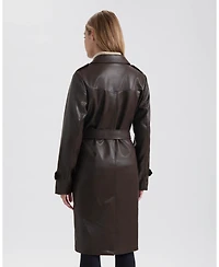 Ellen Tracy Women's Faux Leather Trench