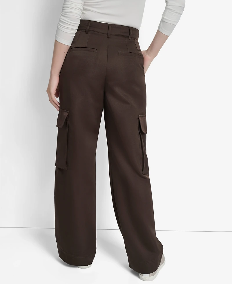 Dkny Jeans Women's High Waist Wide Leg Cargo Pants