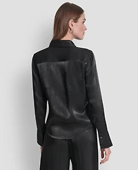 Dkny Women's Pocket Detail Long Sleeve Top