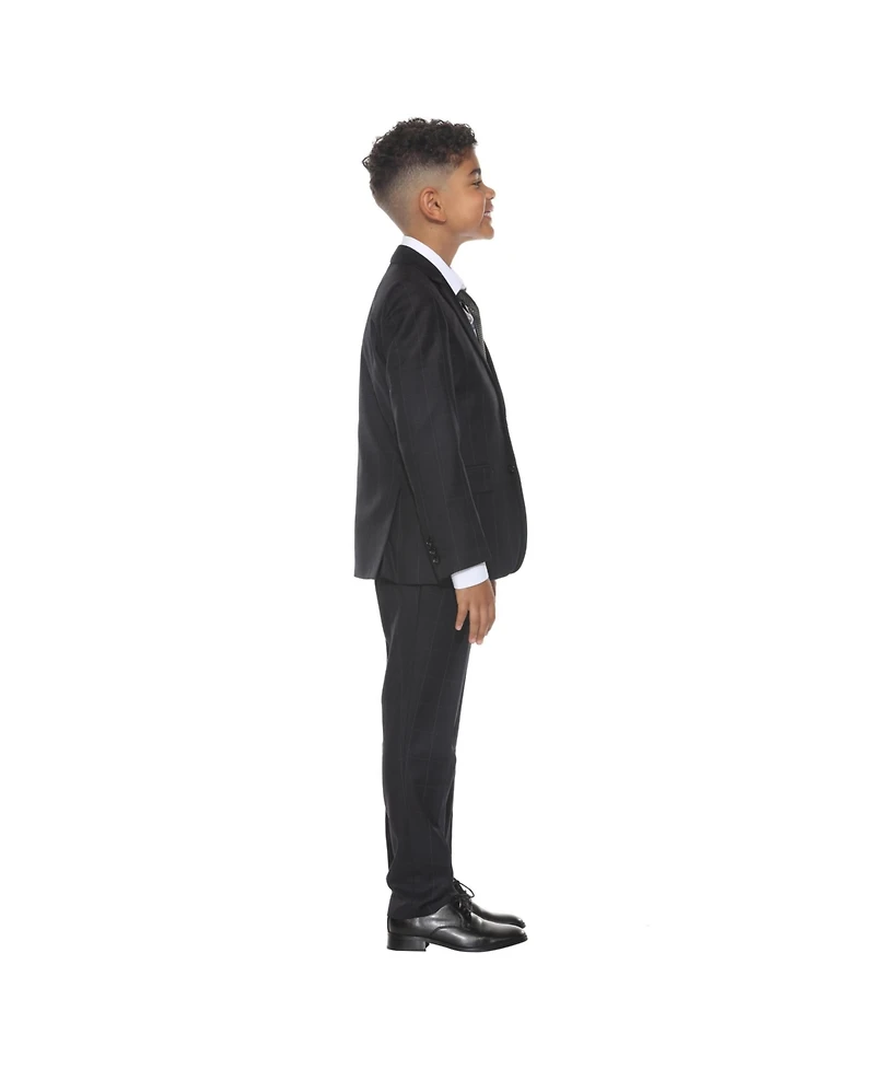 Perry Ellis Little Boys 5 Piece Windowpane Suit,Vest,Pants,Shirt and Tie Set