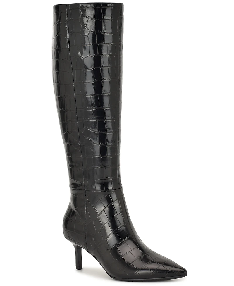 Nine West Women's Kimdee 9X9 Wide Calf Tall Stiletto Dress Boots