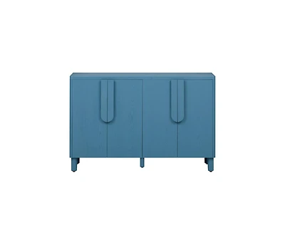 Casainc 4 Door Storage Cabinet with Unique Arc Handles and Adjustable Shelves