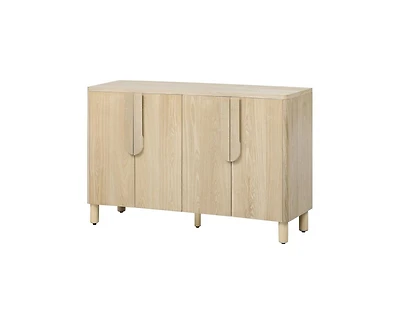 Casainc 4 Door Storage Cabinet with Unique Arc Handles and Adjustable Shelves