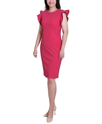 Ny Collection Women's Ruffle Sleeve Scuba Dress