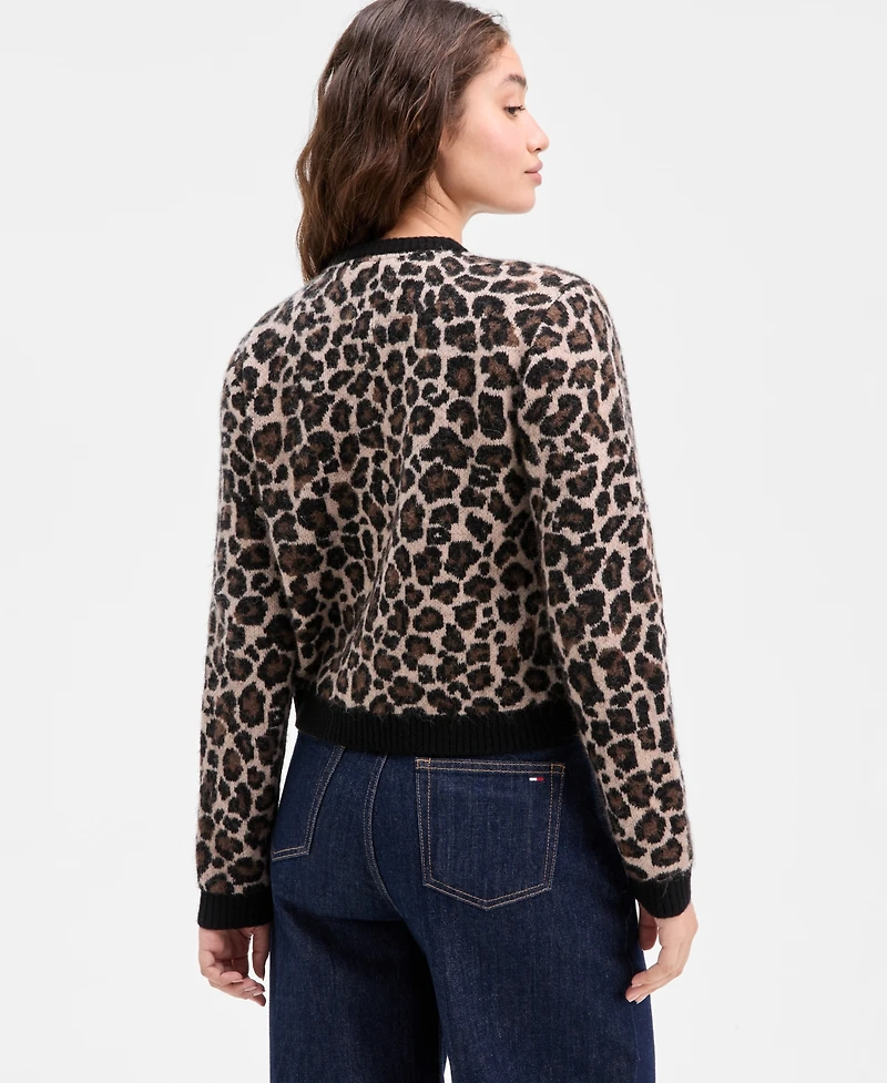 Tommy Jeans Women's Leopard-Print Button-Front Cardigan