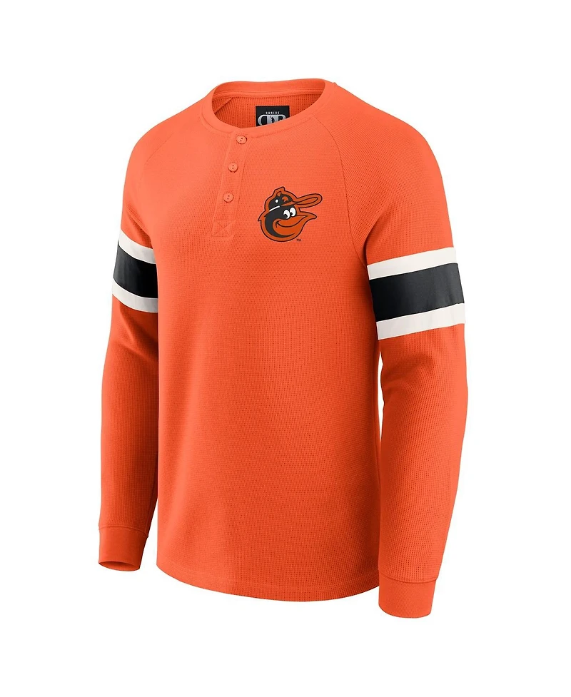 Darius Rucker Collection by Fanatics Men's Orange Baltimore Orioles Waffle-Knit Raglan Long Sleeve Henley T-Shirt