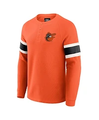Darius Rucker Collection by Fanatics Men's Orange Baltimore Orioles Waffle-Knit Raglan Long Sleeve Henley T-Shirt