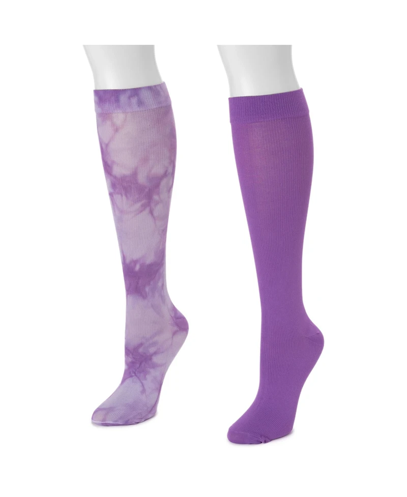 Muk Luks Women's 2 Pair Pack Compression Socks