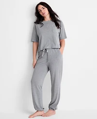 State of Day Women's 2-Piece Short-Sleeve T-Shirt and Joggers Pajama Set, Macy's Exclusive