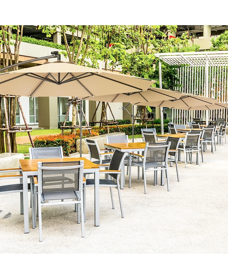 Costway 10' Hanging Solar Led Umbrella Patio Sun Shade Offset Market With Base