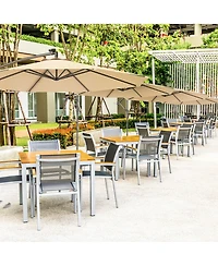 Costway 10' Hanging Solar Led Umbrella Patio Sun Shade Offset Market With Base